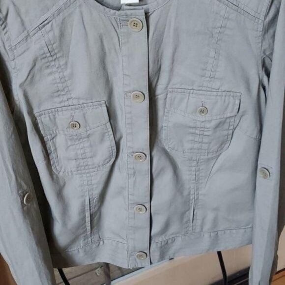 Sigrid Olsen Grey Button Down Long Sleeve Sz 12 Jacket - Picture 3 of 6
